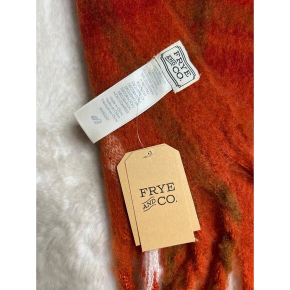 Frye & Co. Oversized Plaid Blanket Scarf Rustic Clay 50% Recycled Polyester - Picture 2 of 8